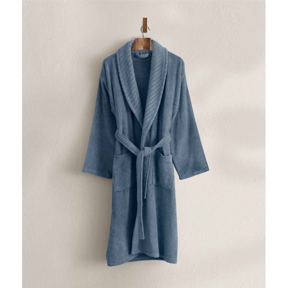 Koza Home Likya 100% Cotton Single Blue Dowry Bathrobe 1041A L-XL