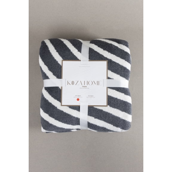 Koza Home Twin Blanket Soft Cotton Double Blanket Anthracite Cream 200 x 220 5038A Double