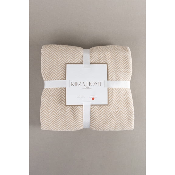 Koza Home Twin Blanket Soft Cotton Single Blanket Coffee Cream 150 x 200 5016A Single