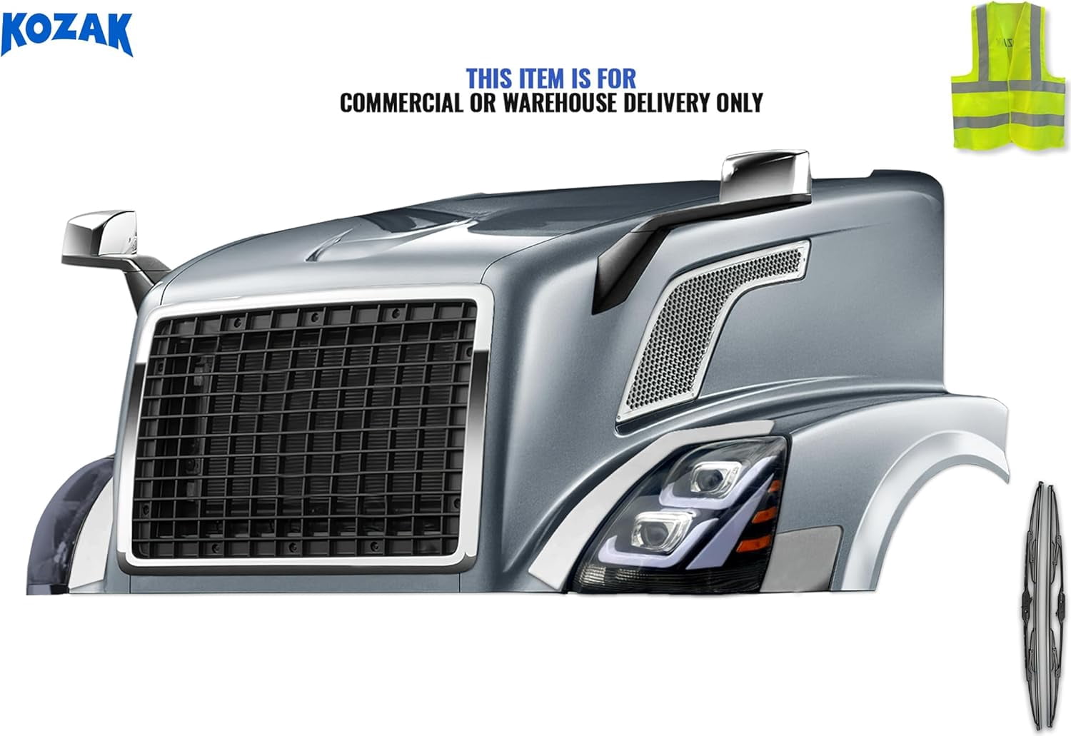 Shell 9156 KozaK Fiberglass Hood Shell, Headlights, Air Intakes Compatible with ...
