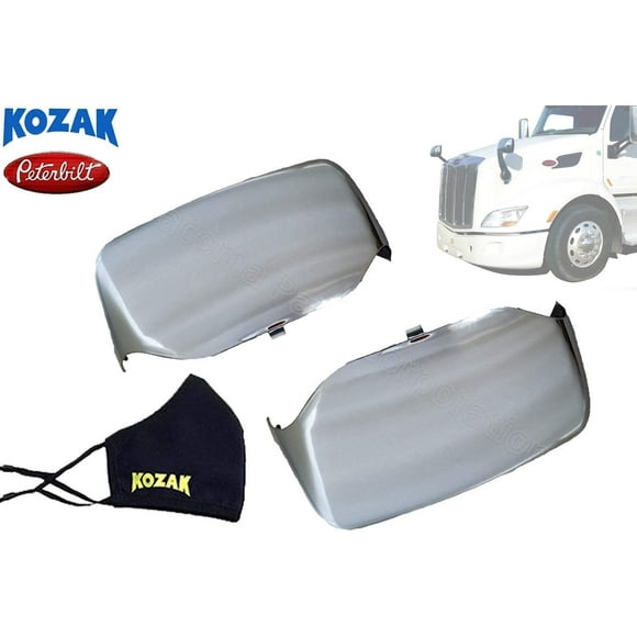 KozaK Replacement Two Piece Chrome Finish Hood Mirror Covers for Peterbilt 579 Semi Trucks
