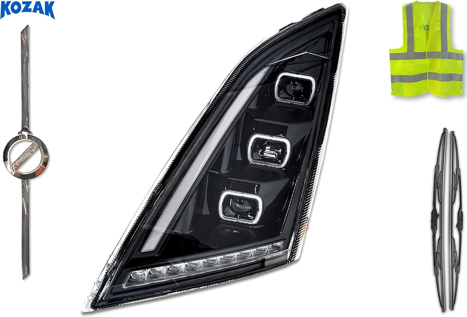 KOZAK Black LED Headlight (Passenger Right Side) For PETERBILT 330 335 384 386 387