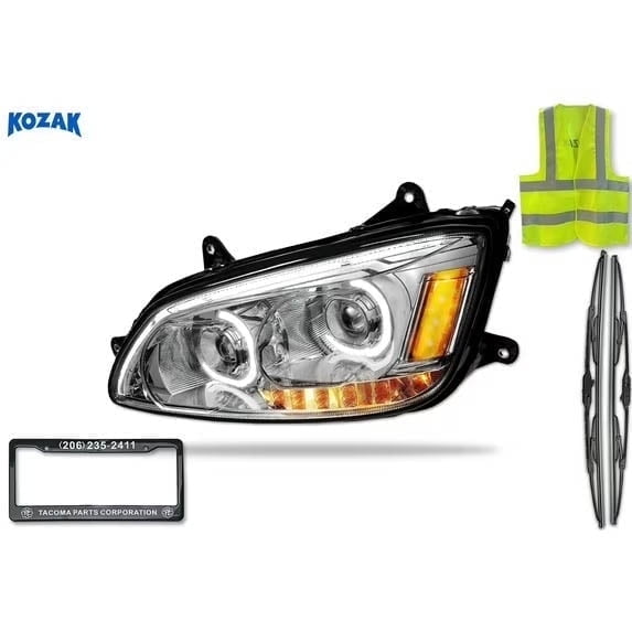 Kozak Compatible with T660 LED Headlight Assembly, Chrome, Left