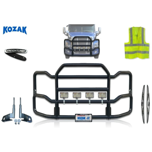Kozak Freightliner Cascadia 2008-2017 Front Grille Deer Moose Brush Bumper Guard- Black