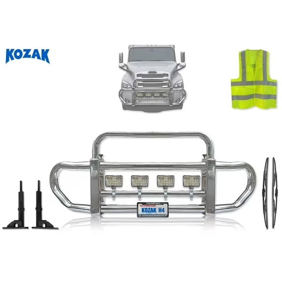 Herd Series 200 Compatible with Freightliner Cascadia 2018+ Grille Brush Deer Moose Bumper Guard w/ Brackets