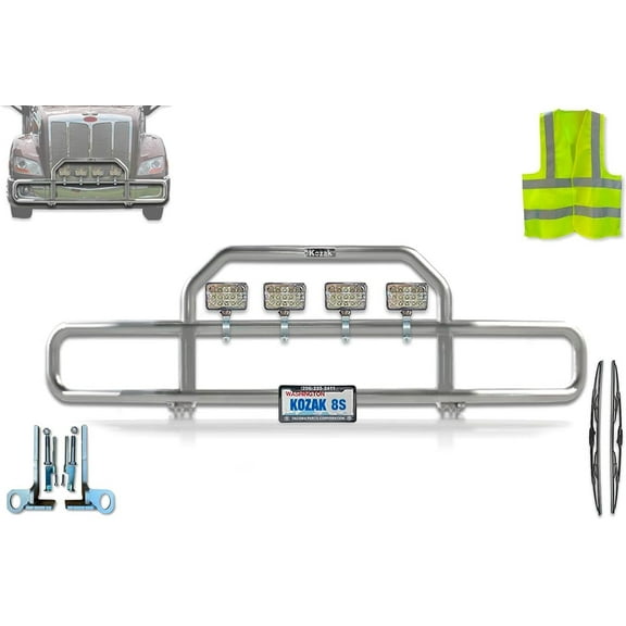 Kozak Front Grille Deer Moose Brush Bumper Guard Chrome Compatible with 579 2013-2020