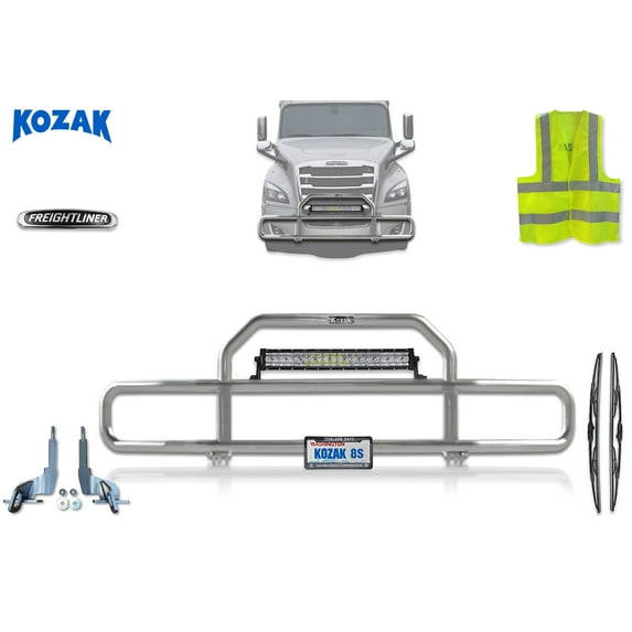 Kozak Front Grille Deer Moose Brush Bumper Guard Chrome for Freightliner Cascadia 2018-2025