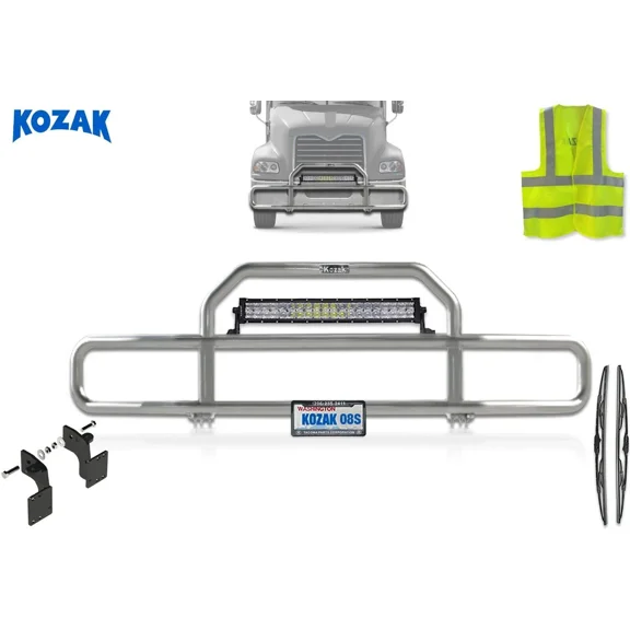 Kozak Front Grille Deer Moose Brush Bumper Guard Chrome w/ Bracket Compatible with Mack CX 1999-2003