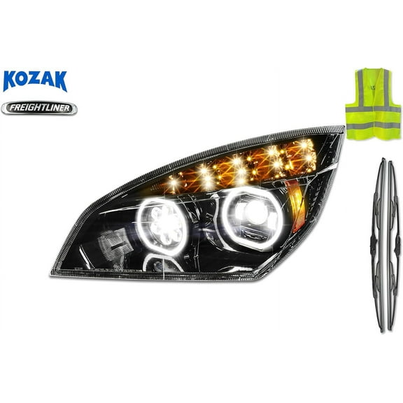 Kozak Full LED Performance Headlight, Black Housing for Freightliner Cascadia 2018+