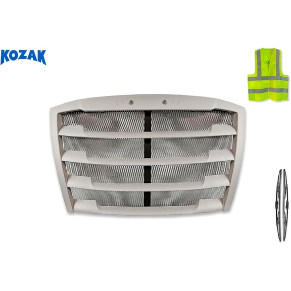 Kozak Grey Front Grille Replacement with Steel Bug Screen Compatible with Freightliner Cascadia 2018+