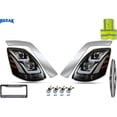 thumbnail image 1 of Kozak Headlight Set Compatible with Volvo VNL 2004-2017 - Left & Right with H7 LED Bulbs, Chrome Trim, Wipers, Vest, 1 of 12