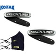 thumbnail image 1 of Kozak Hood Grille Freightliner Emblem Logo Name Plate - Black with Chrome - Fits Most Freightliner Semi Trucks Models up to 2017 - (2 piece set), 1 of 8