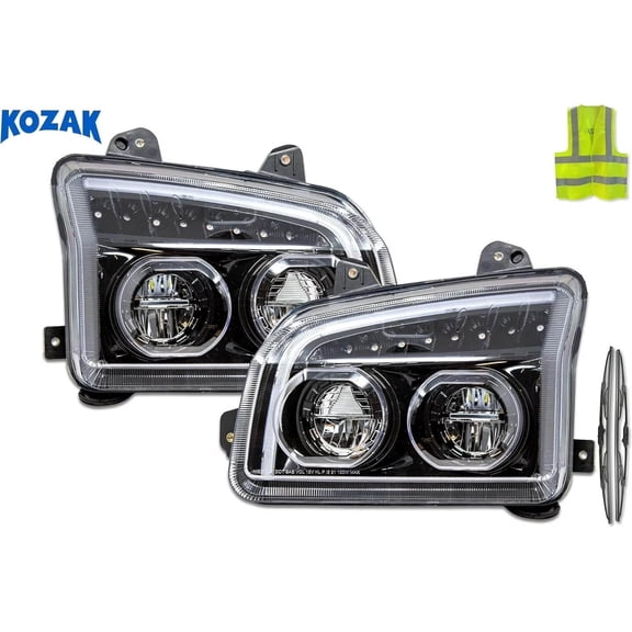 Kozak Compatible with T880 Full LED Performance Headlights Black Housing Assembly Set