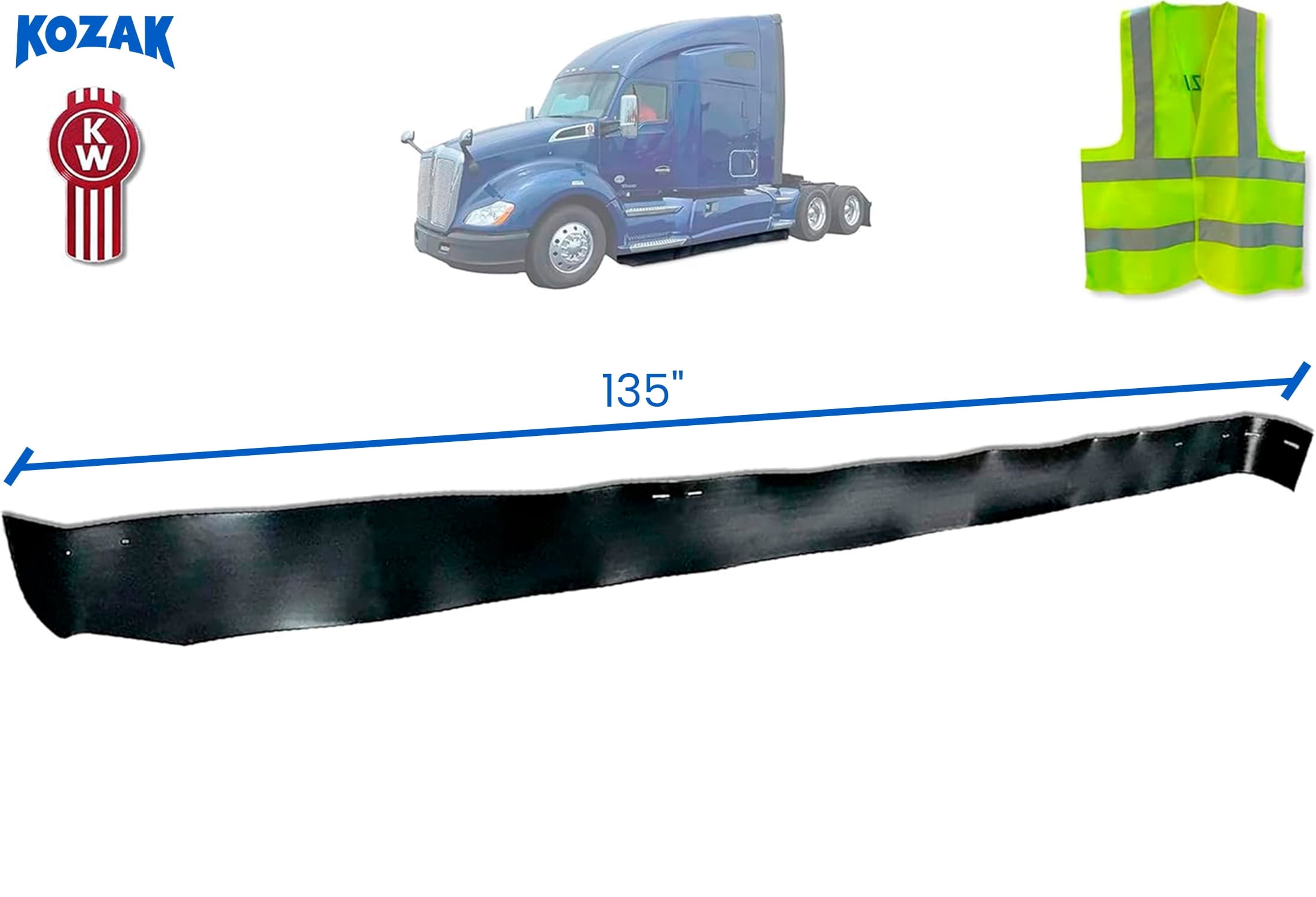 KOZAK Left Side Fairing Brackets Set For Kenworth T680 - Includes Logo & Safety Vest 6 thumbnail image