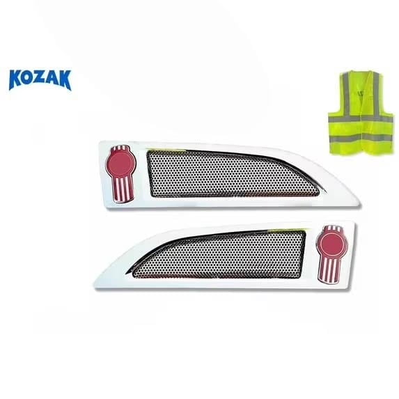 Kozak Semi Truck Chrome Hood Air Intake Vent Grille Pair Compatible with T680