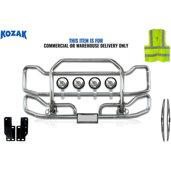 Kozak Compatible with Mack Granite GU713 (Set-Back) 2004-2024 Front Grille Deer Bumper Guard Large Chrome