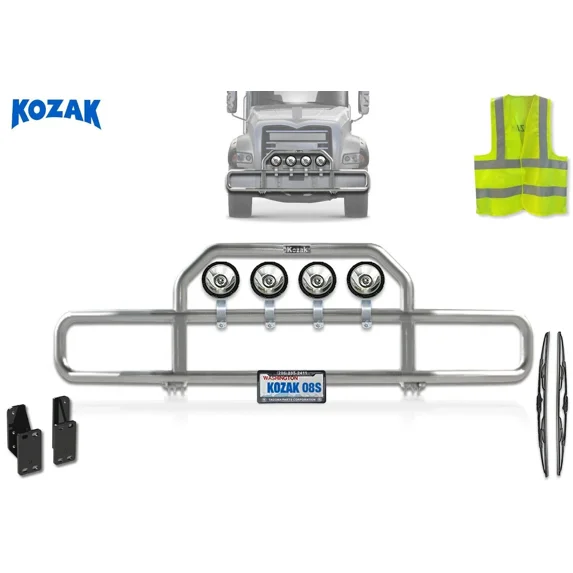Kozak Compatible with Mack Granite GU713 (Set-Back) 2004+ Front Grille Deer Moose Brush Bumper Guard Chrome