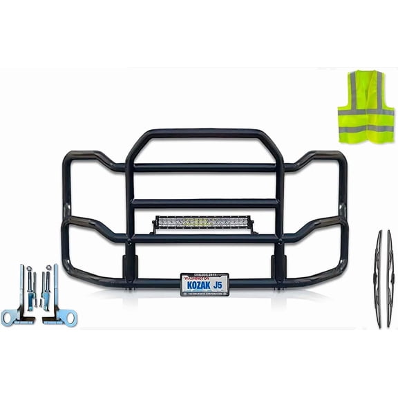 Kozak Compatible with Peterbilt 386 Front Grille Deer Moose Brush Bumper Guard Large Black