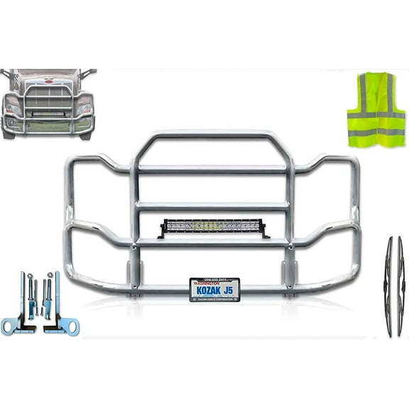 Kozak Compatible with  579 2013-2020 Front Grille Deer Moose Brush Bumper Guard Large Chrome