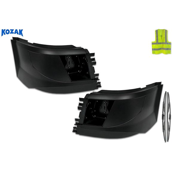 Kozak Semi Truck Compatible with Volvo VNL 2016-2017 Bumper Extension Corners Set with Fog Light Hole