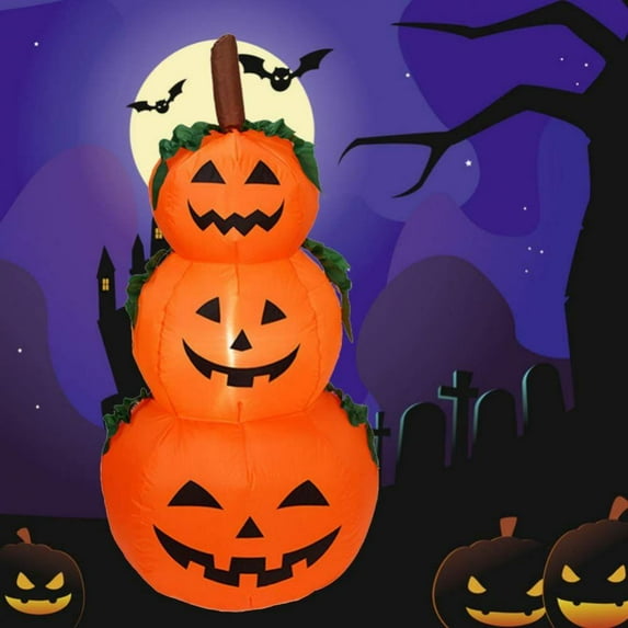 Kozart Halloween Decorations Inflatable Pumpkin,Blow Up Animated Tombstone Pumpkin with Build-in LEDs,Outdoor Inflatable Decoration for Front Yard, Porch,Lawm or Halloween Party Indoor