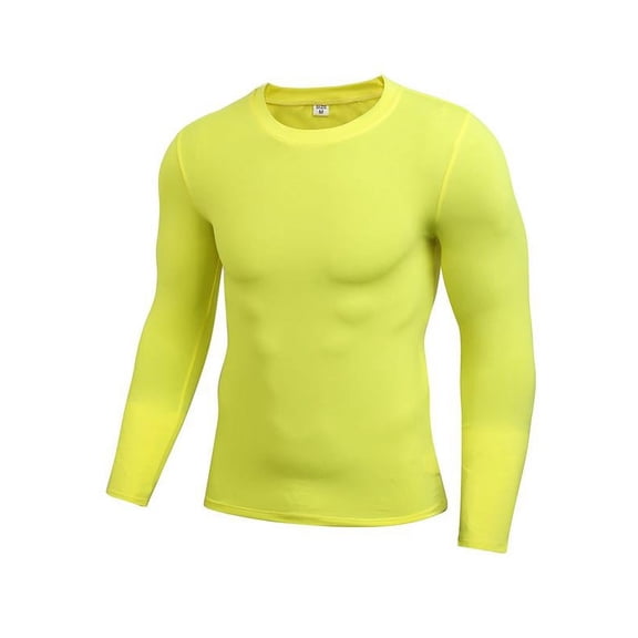 Uccdo Men's Long Sleeve Compression Baselayer Body Under Athletic Running Training Gym Tight Sports Tops Shirt