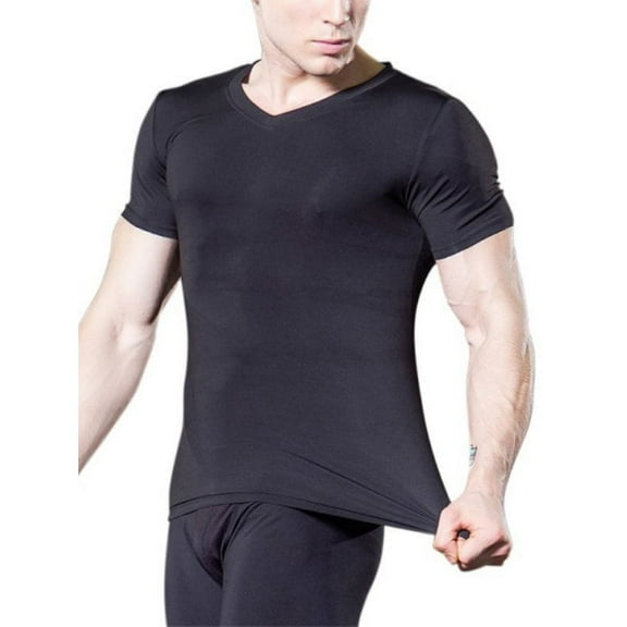 Leezo Men's Sport Compression Casual Quick-Dry Fitness Workout Tight Short Sleeve Sportwear Tops T-shirt