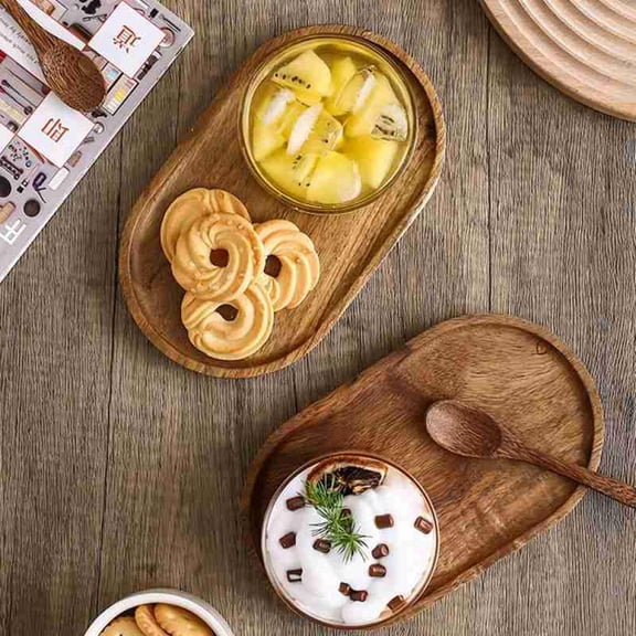 Kozart Serving Trays Japanese Style Oval Shape Food Plate, Lightweight Wooden Trays for Food, Breakfast, Coffee Table, Parties, Restaurants