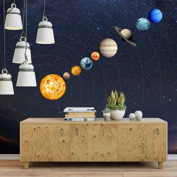 Kozart Solar System Decals Bright Wall Luminous Stickers Glow in The Dark Sun with 9 Planets Glowing Ceiling Decals Shining Space Decoration Stickers Gifts for Kids