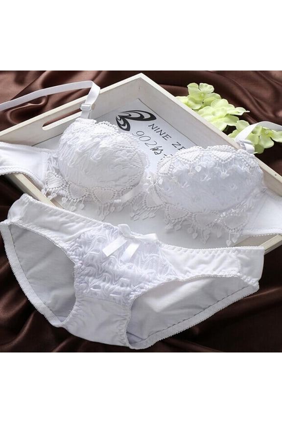 Women Sexy Lace Push Up Bra and Panty Set Bralette Lingerie 2 Piece Babydoll Bodysuit Underwire Brassiere Outfit