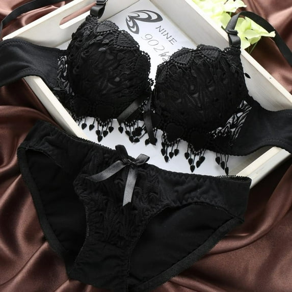 Kozart Women Sexy Lace Push Up Bra and Panty Set Bralette Lingerie 2 Piece Babydoll Bodysuit Underwire Brassiere Outfit
