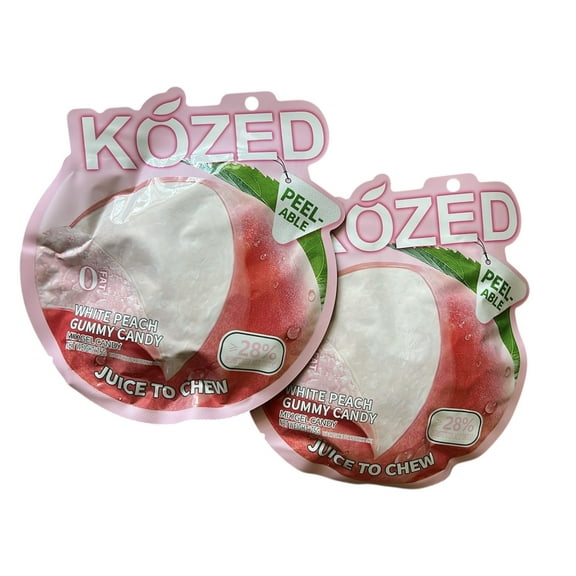 Kozed White Peach Peelable Gummy Candy 5-Pack - 2.5oz Each
