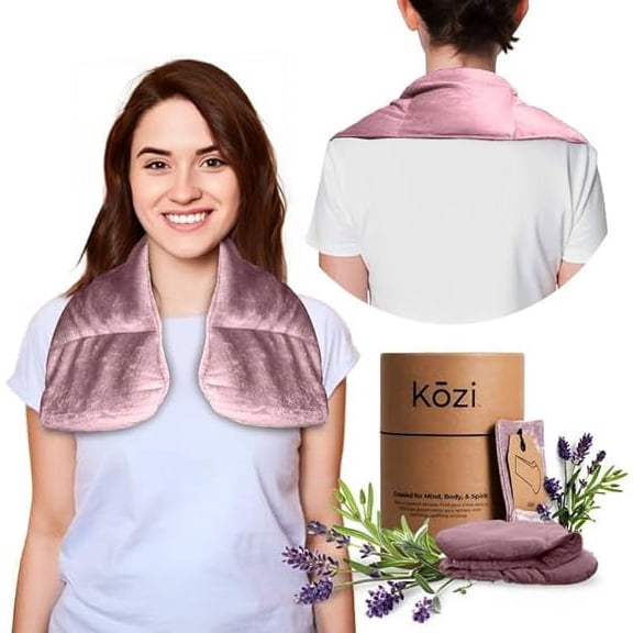 Kozi | Herbal Aromatherapy Decollete Wrap | Elevate Relaxation | Warm & Cooling Therapy for Muscle Pain and Tension Relief | Blush