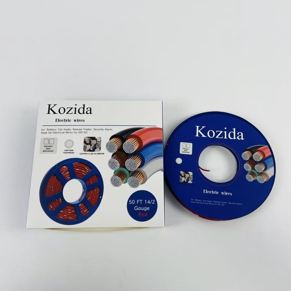 Kozida Electric wires,50FT 14/2 Gauge Red Black Cable Hookup Electrical Wire LED Strips Extension Wire 12V/24V DC Cable, 14AWG Flexible Wire Extension Cord for LED Ribbon Lamp Tape Lighting