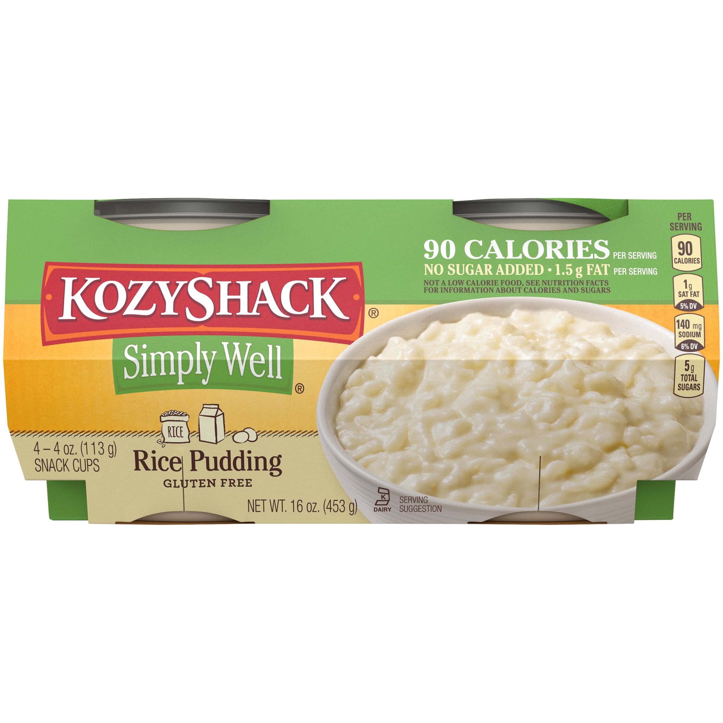 Kozy Shack Simply Well Rice Pudding, 16 oz, 4 Count