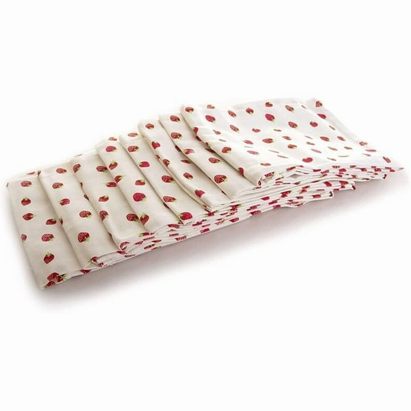 Kozy Sweet Home 100% Cotton Strawberry Hand Towel- Kitchen Dish Towel- Tea Towel - Flour Sack Towel Set of 8