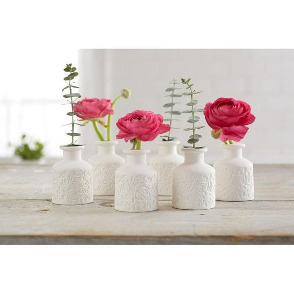 Kozy Sweet Home Mini Ceramic Flower Bud Vases, Perfect for Budding Flowers, Small Plants or Decoration Piece Floral Decoration (White) Set of 3