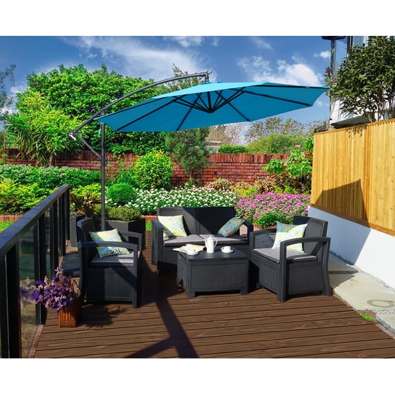 Kozyard 10 ft. Offset Cantilever Hanging Outdoor Patio Umbrella (120'' Dia x 91''H Blue)