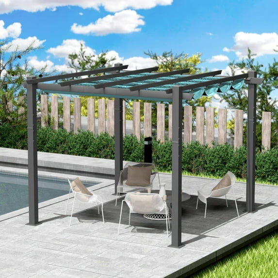 Kozyard 10' x 10' Blue Aluminum Pergolas, Waterproof and Fade Resistant