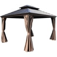thumbnail image 1 of Kozyard Caesar Hardtop Aluminum Gazebo with Galvanized Steel Roof, Mosquito Netting and Privacy Sidewalls (10ft x 12ft, Brown), 1 of 7