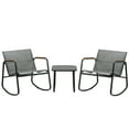 thumbnail image 1 of Kozyard 3 Piece Rocking Chair Set, Outdoor Rocking Bistro Set with Wooden Armrests, Outdoor Patio Furniture Set with Glass Table for Lawn, Porch, Yard, Garden, Balcony, Poolside(Gray), 1 of 7
