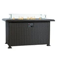 thumbnail image 1 of Kozyard 50,000 BTU Outdoor Wicker Patio Propane Gas Fire Pit Table w/Aluminum Tabletop, Glass Wind Guard, Clear Glass Rocks, Cover, Slide Out Tank Holder, and Lid (Brown), 1 of 9