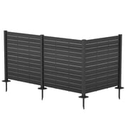 Kozyard 50" W x 48" H Outdoor Privacy Screens Aluminum Post, Air Conditioner Fence Panels, Pool Equipment Enclosure, Trash Can Screens Fence Kit for Outside Backyard Patio Black, 3 Panels
