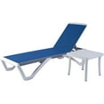 thumbnail image 1 of Kozyard Patio Chaise Lounge Chair - Full Flat Alumium & Resin Legs, Outdoor Reclining Adjustable Chair for Sunbathing, Perfect for Beach, Patio, Lounge Set or Patio Table (1 Pack Blue W/ Table), 1 of 5