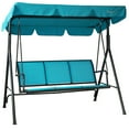 thumbnail image 1 of Kozyard Belle Outdoor Canopy Porch Swings with Steel Frame 3 Person Seats ( Blue ), 1 of 5
