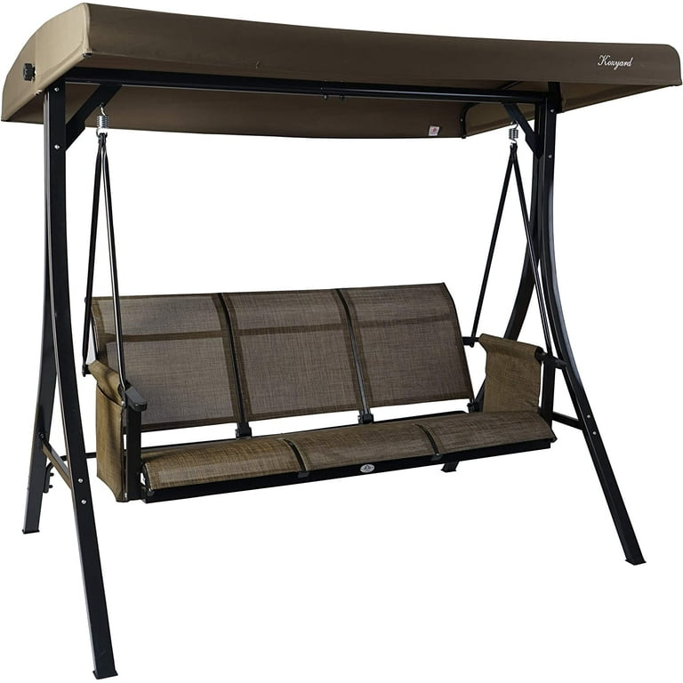 Kozyard Brenda 3 Person Patio Swing Set Weather Resistant Steel Frame Taupe Walmart