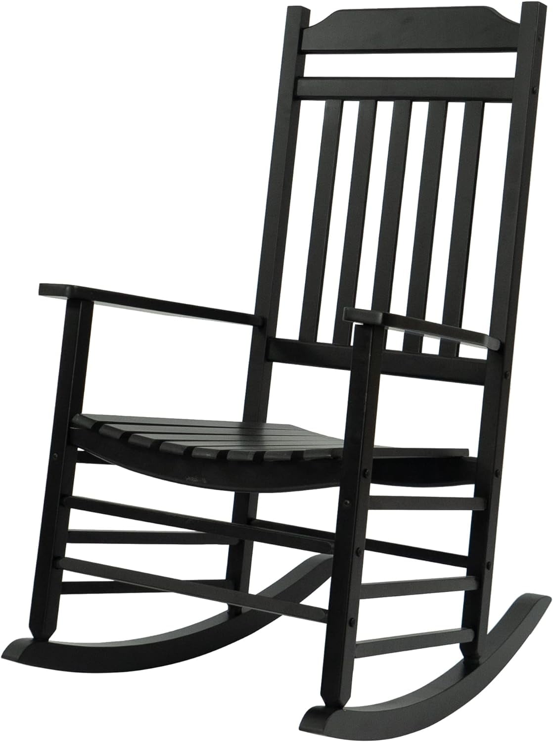 Black Acacia Wood High Back Outdoor Rocking Chair