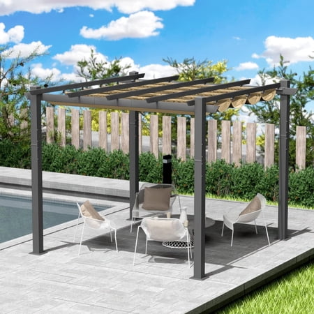 Kozyard Morgan 10' x 10' Gray Aluminum Pergola