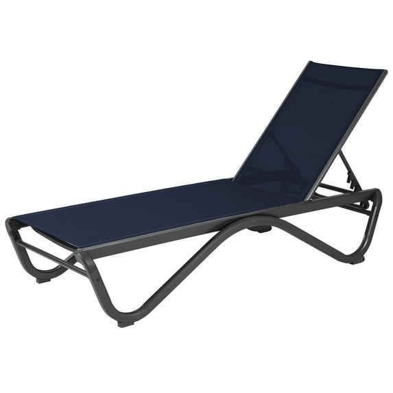 Kozyard Patio Chaise Lounge Chair Full Alumium Outdoor Reclining Adjustable Chair Flat Lounge Chair for Poolside,Sunbathing, Patio, Beach (Navy Blue, 1 Pack)