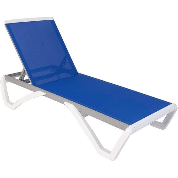Kozyard Patio Chaise Lounge Chair - Full Flat Alumium & Resin Legs, Outdoor Reclining Adjustable Chair for Sunbathing, Beach, Patio, Lounge Set or Patio Table (1 Pack Blue W/O Table)